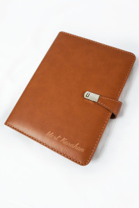 Kişiye Özel Organizer Defter - Termo Deri (336 Sayfa) 15x21 cm - İsme Özel Defter - Çizgili - Kahve