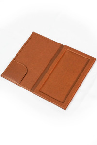 Hesap Alma Sümeni Kutusu - Para Üstü Sandıklı Adisyon - Hesap Kabı (Termo Deri) Taba - 13x21 cm